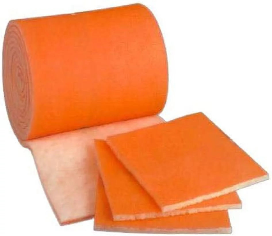 Heavy Filter Roll, HVAC/Air MERV8 Polyester 1 inch x Media inch - 25 Dry Media with Foot x a Orange/White 24 Tackifier