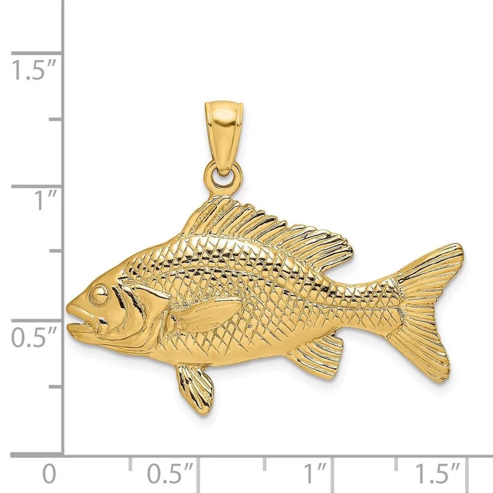 Fish Yellow 14k mm) 19 34.6 mm, Women (L for 3-D Snapper Charm W Textured Auriga - Red - Gold