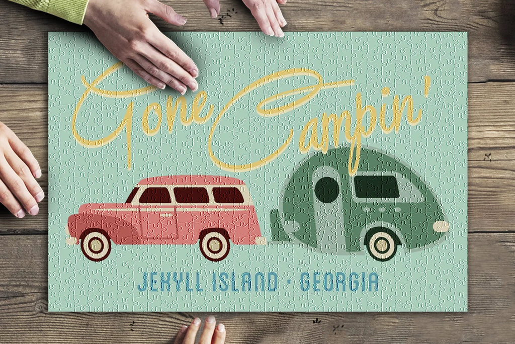 Geometric Island, Jekyll 500 Puzzle and Piece (19x27 Georgia, Made for Jigsaw inches, in Gone USA) Adults Trailer, Campin, Premium Family,