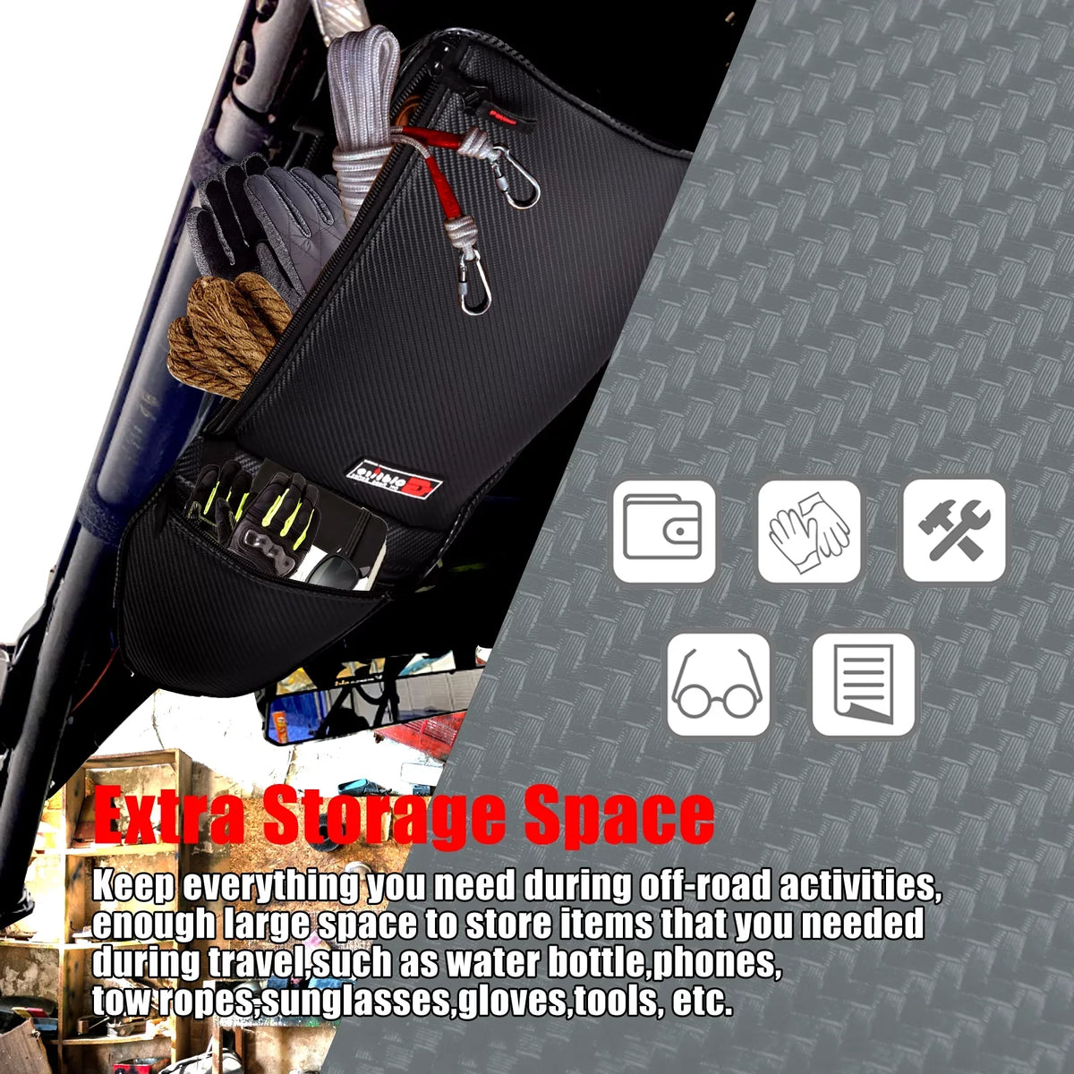 Accessories Talon 1000R Talon Pack Overhead 2 Bag Fabric Organzier 1680D for Honda Talon 2019-2021 Storage 1000X UTV Bag