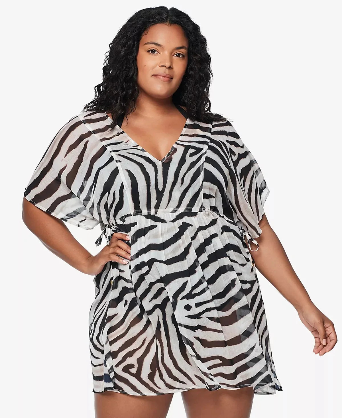 Tunic Ralph BROWN Plus Cover-up, US Zebra-Print Size 2X Lauren
