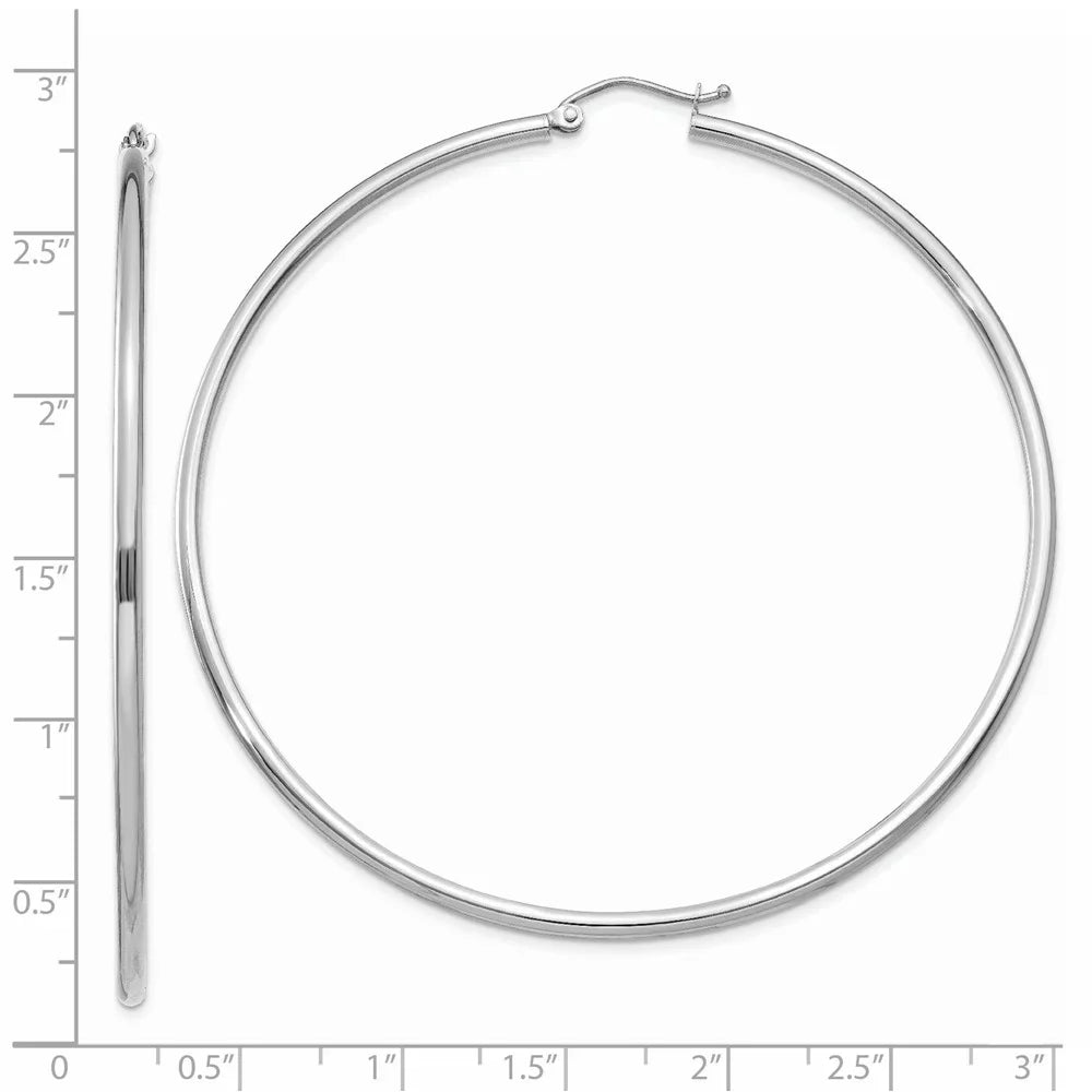 Hoop Adults Women Earrings; Tube and for Polished Real 14kt White 2mm for Men Gold Teens; and
