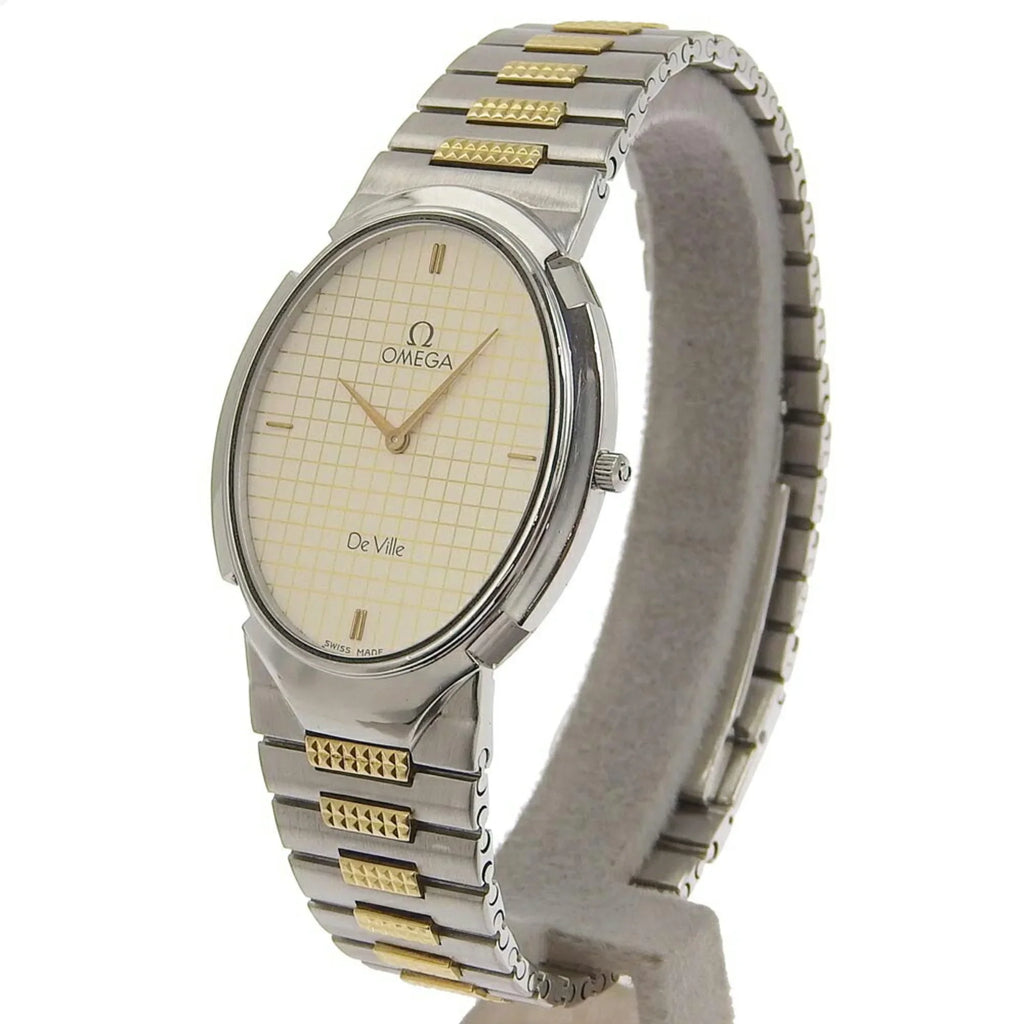 Swiss Omega (Fair) OMEGA Boys Silver/Gold Watch Silver Made Steel Pre-Owned Quartz Dial Stainless De Ville