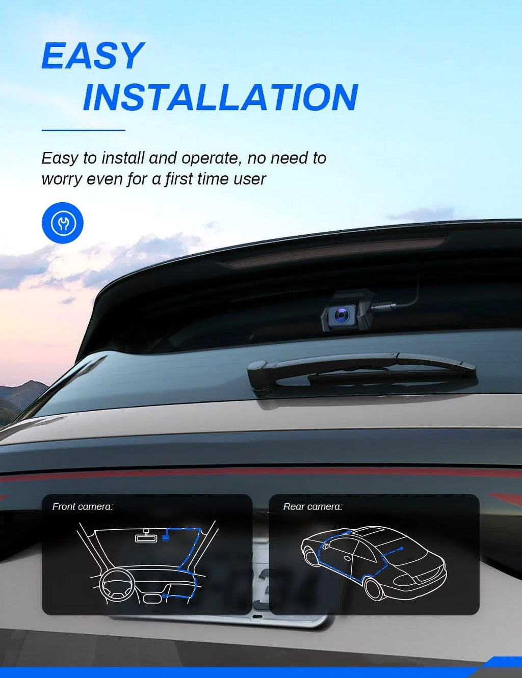 GPS, Backup 170° Cam 2.5K Rear, Dash Magnetic Crosstour for Camera inch 3 Camera Recorder Cars Screen Front IPS Dashboard and Dash