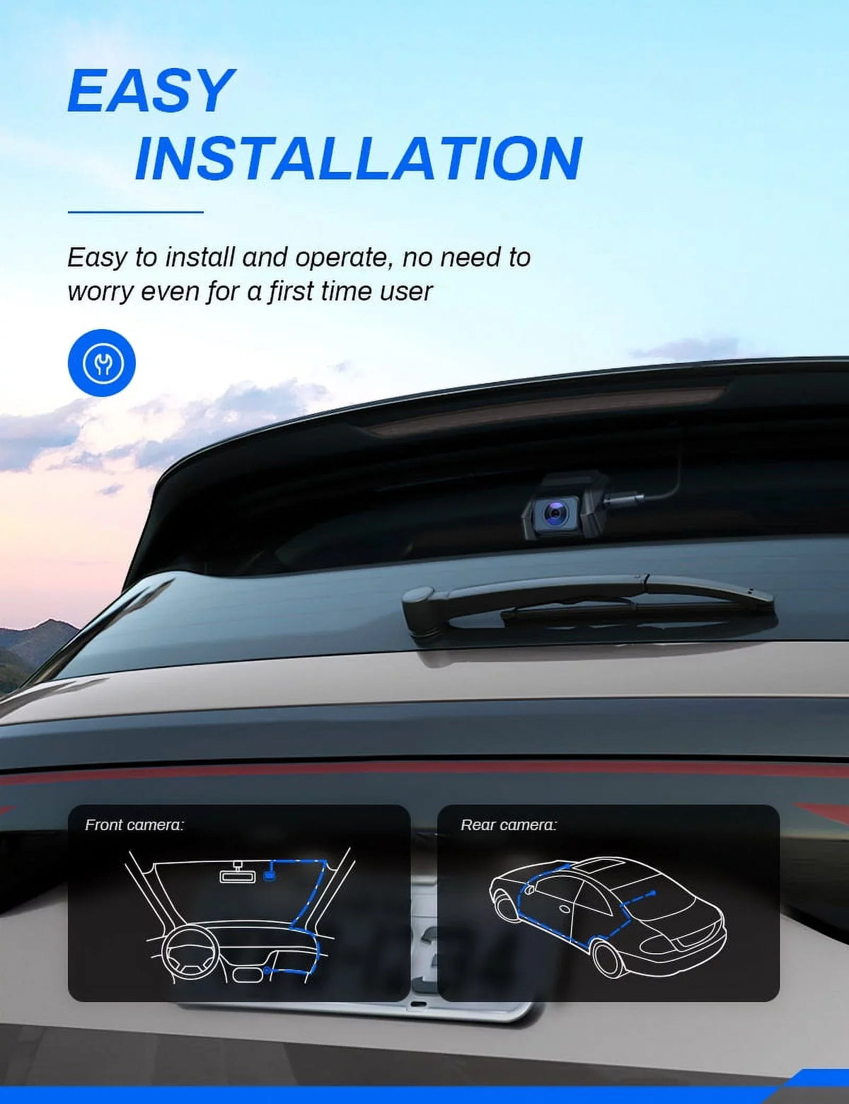 GPS, Backup 170° Cam 2.5K Rear, Dash Magnetic Crosstour for Camera inch 3 Camera Recorder Cars Screen Front IPS Dashboard and Dash