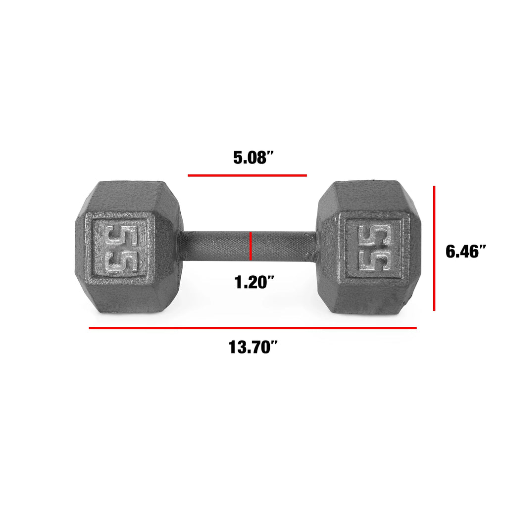 CAP Iron Dumbbell, Barbell Hex 55lb Cast Single