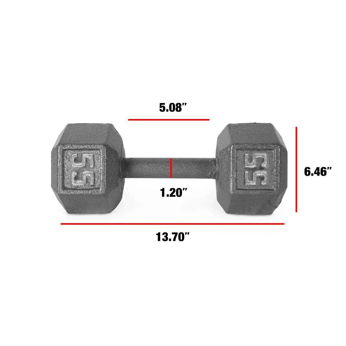CAP Iron Dumbbell, Barbell Hex 55lb Cast Single
