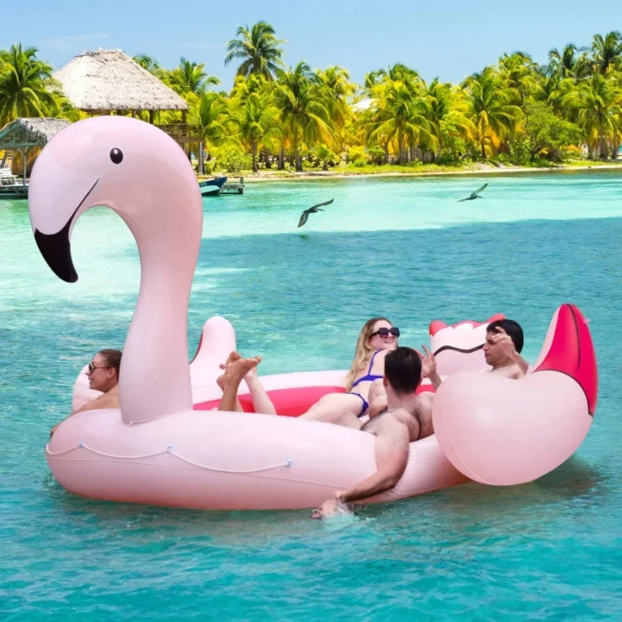 People 6 Island with Flamingo River Holders for Pool Cup 6 and Inflatable Floating