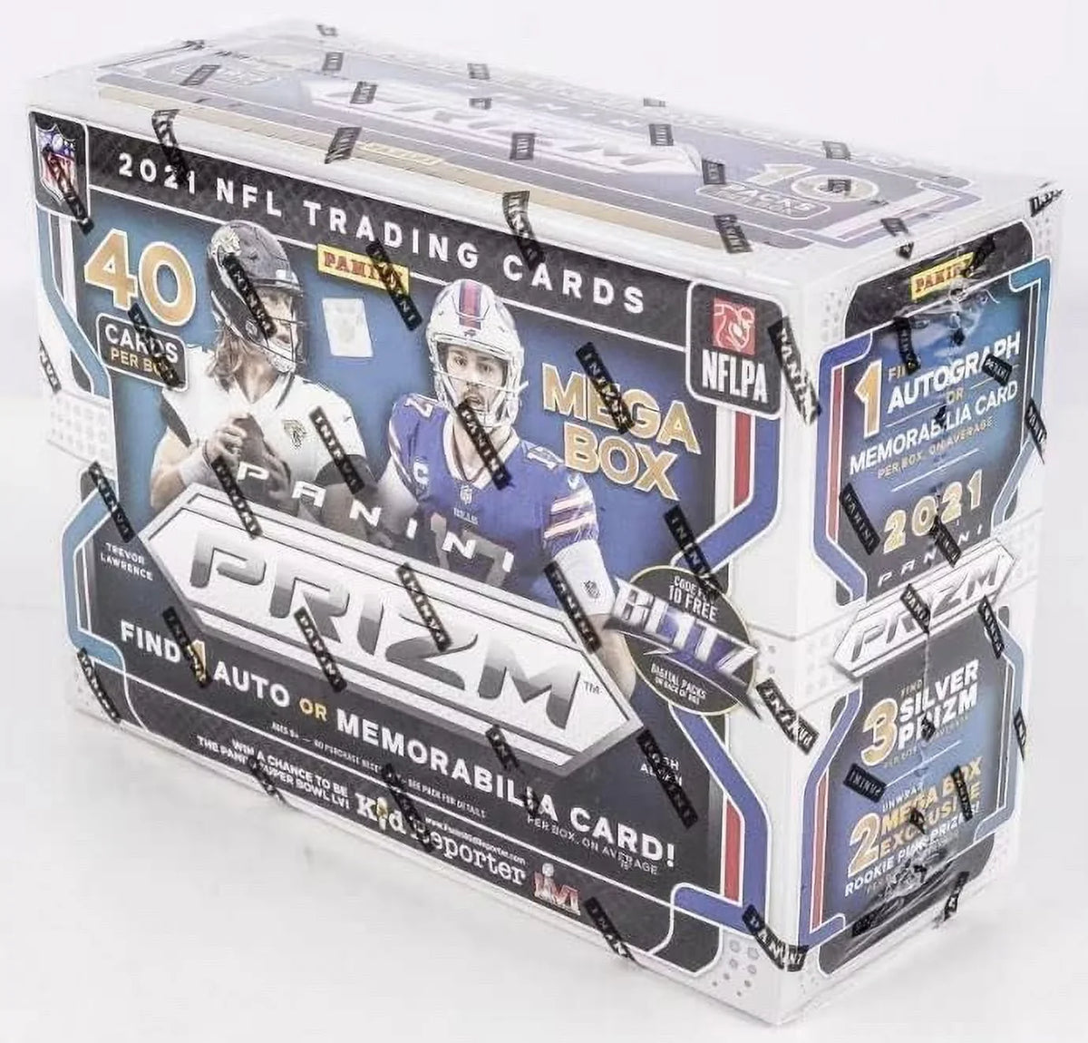 ONE cards/bx Autograph Prizm NFL 2021 Football (40 incl. MEGA Box Memorabilia card) Panini or