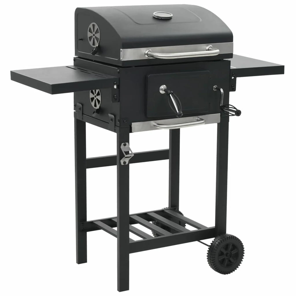 Charcoal-Fueled with Black Grill BBQ Bottom Shelf