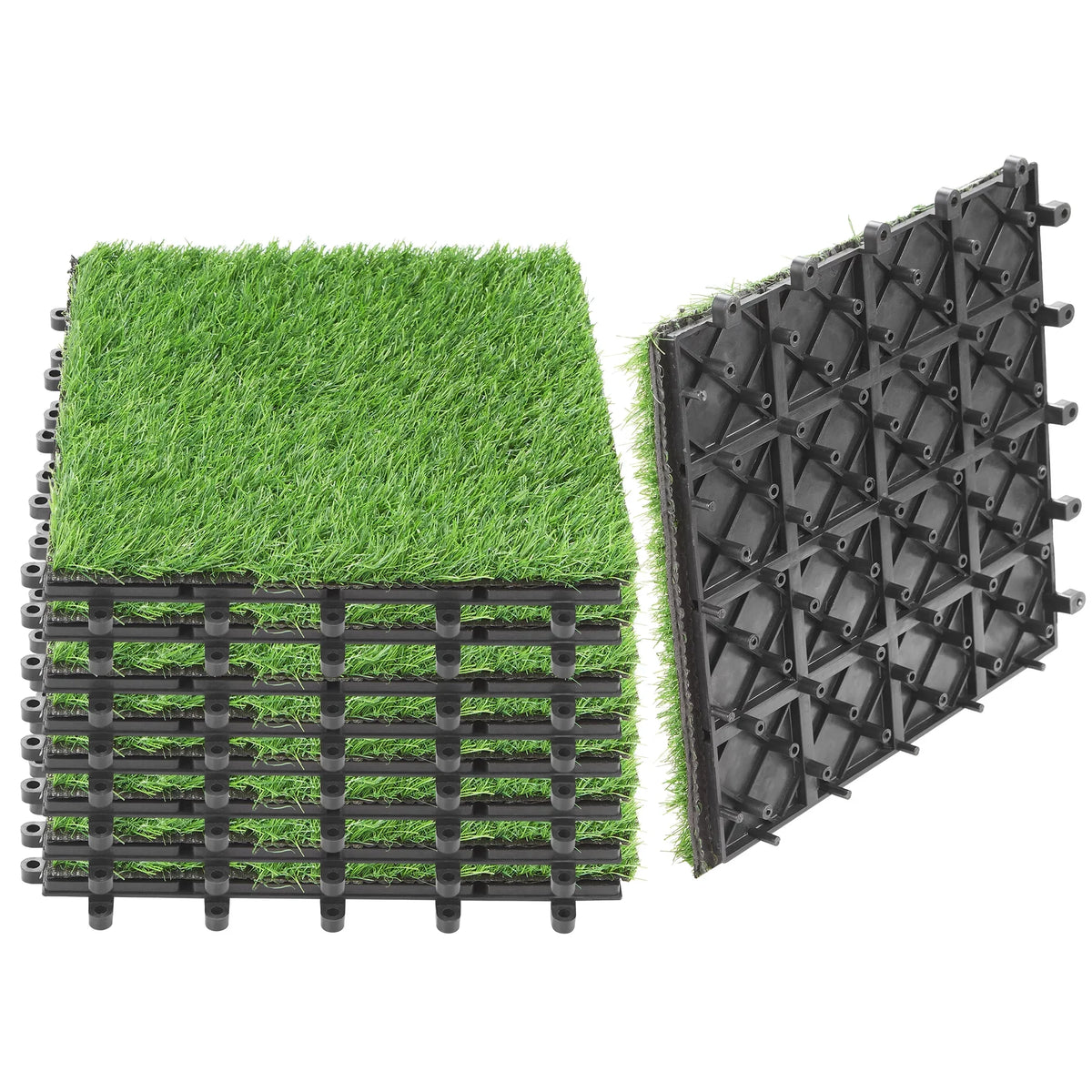 x Tile, x 2'' 12'' Grass BuxWellBang 9pcs Artificial Tile Interlocking Turf Flooring 12''
