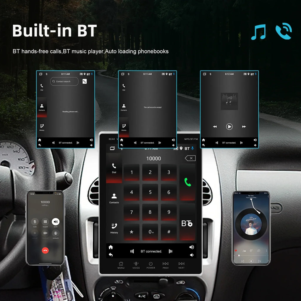WIFI GPS Radio Bluetooth screen Suppport Rear 2Din Camera Radio Stereo Receiver 9.5Vertical Car FM