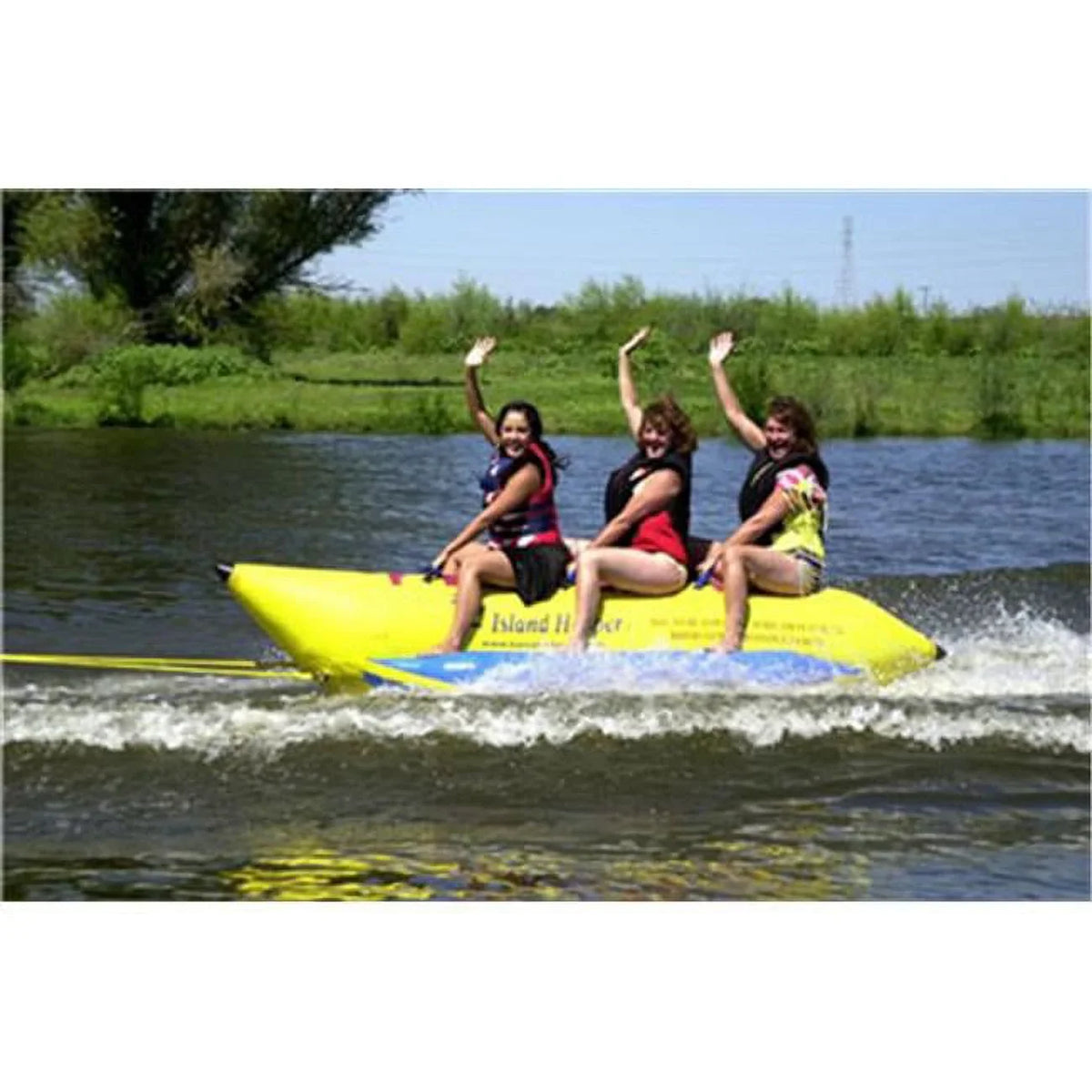 feet 3 Hopper 420-3 Aqua 13 Sports Recreational Banana Passenger Island Sled Seats Water in-line