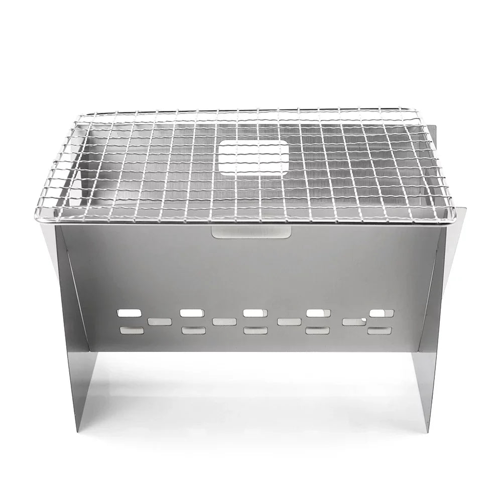 Stainless Folding Steel Portable and Cooking BBQs Stove, Plate, Stove Cooking with Grill Perfect Burning Camping Radirus Outdoor for Wood