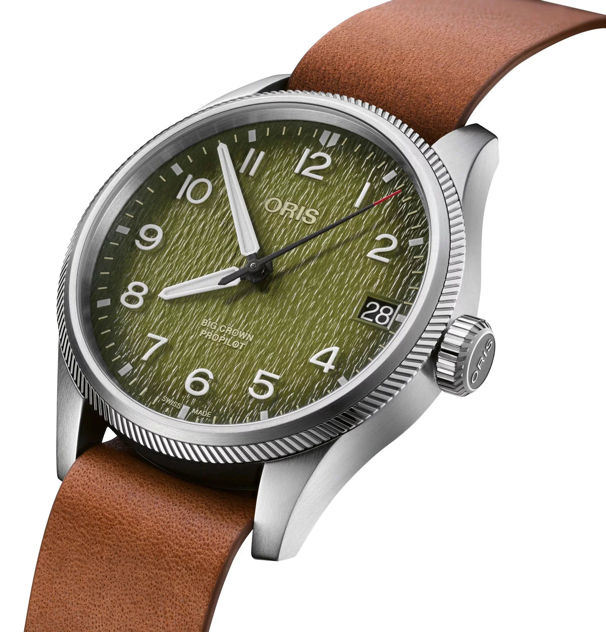 ProPilot Strap Air Green Date 4187-Set 751 Mens Green 7761 Okavango Oris Watch Brown Dial Textile Edition Interchangeable Limited Automatic Rescue Leather