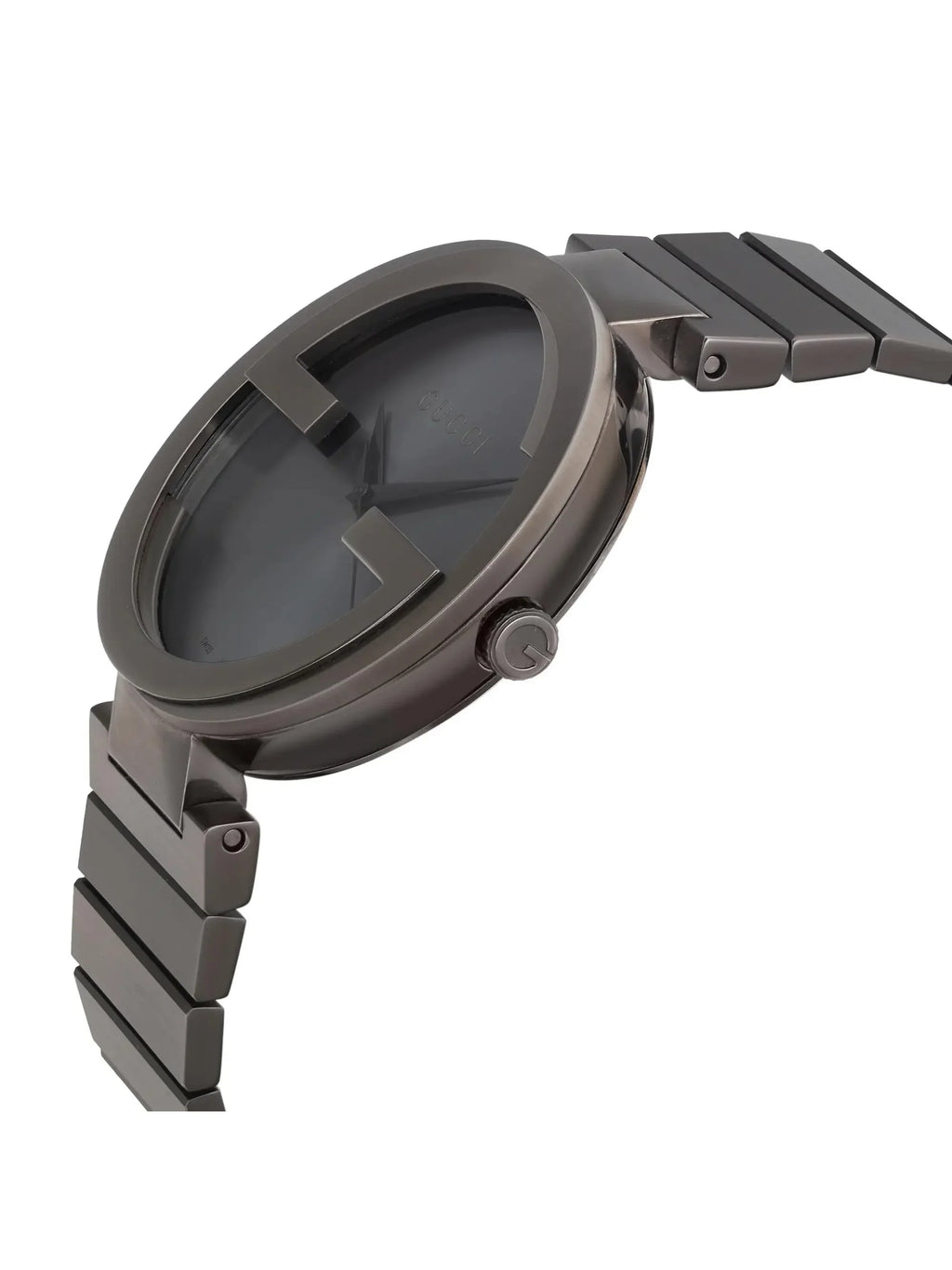 New PVD Gucci Dial Grey Interlocking Steel YA133210 G Anthracite Quartz Watch
