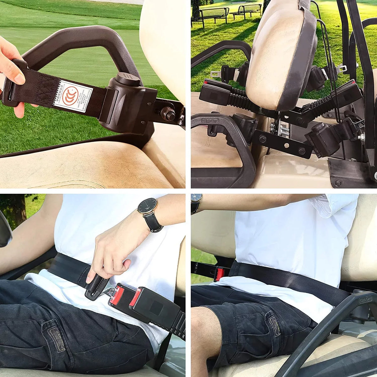 Kit Car 10L0L Seater 4 Seat for Belts Bracket & Golf EZGO Cart, Black Cart Yamaha Club