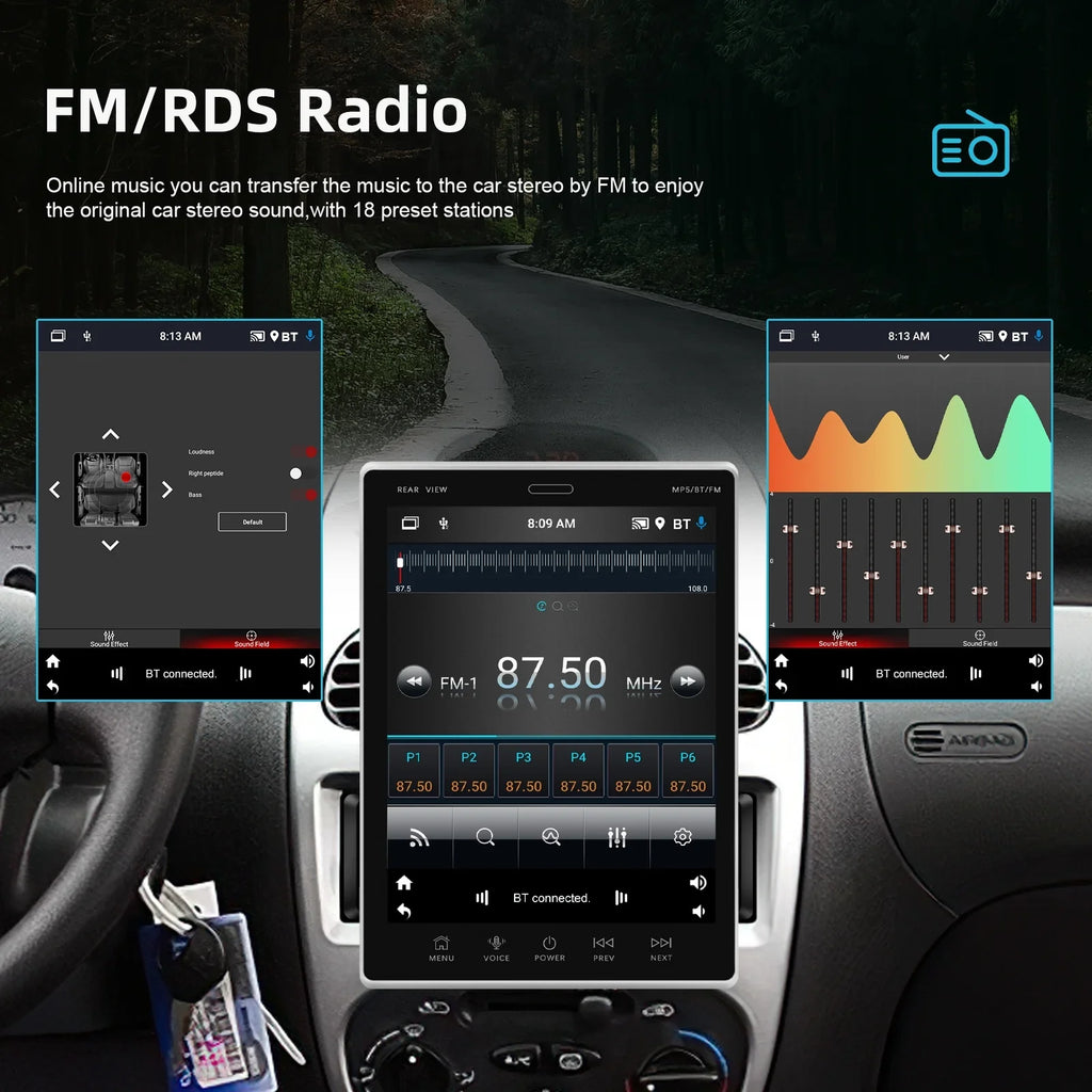 WIFI GPS Radio Bluetooth screen Suppport Rear 2Din Camera Radio Stereo Receiver 9.5Vertical Car FM