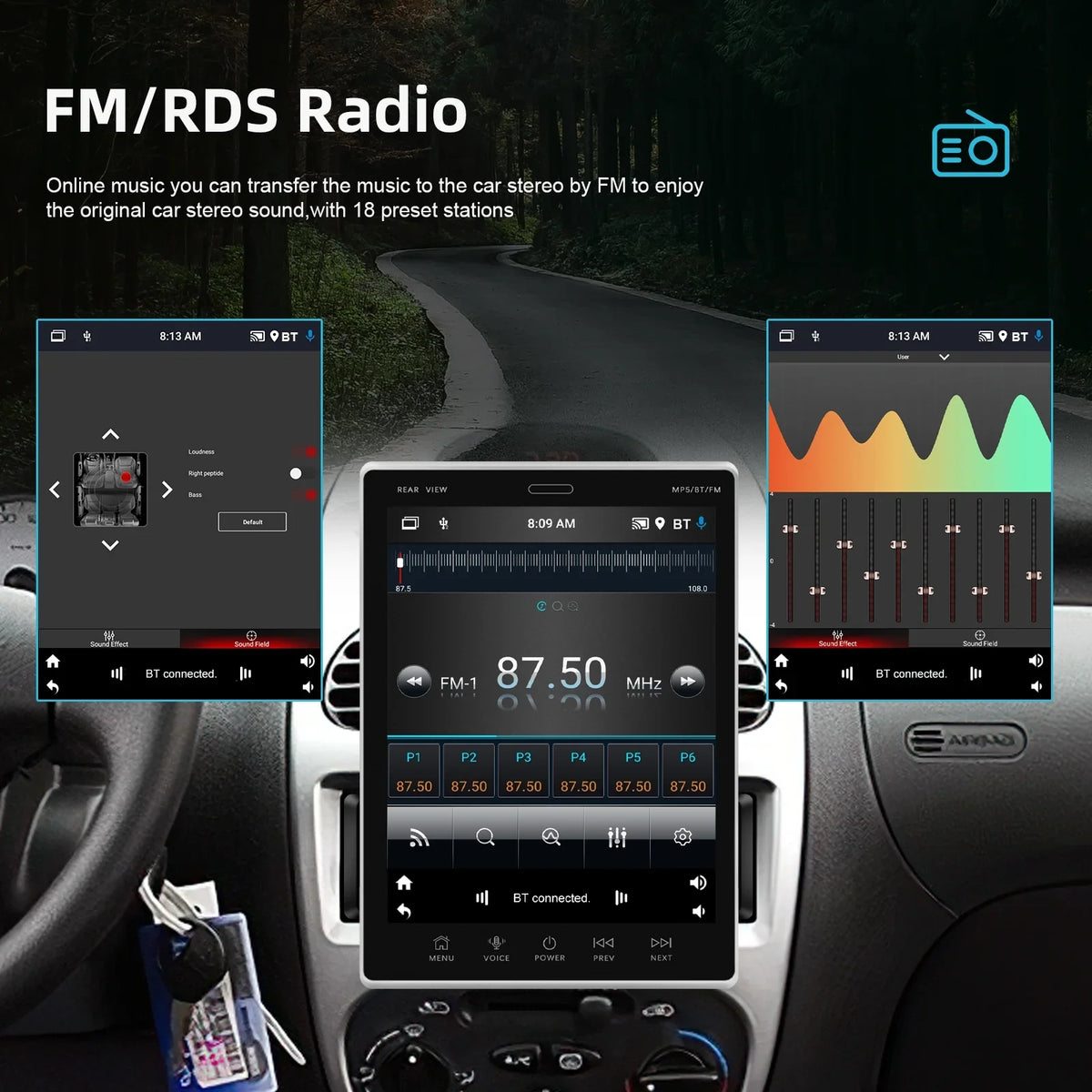 WIFI GPS Radio Bluetooth screen Suppport Rear 2Din Camera Radio Stereo Receiver 9.5Vertical Car FM