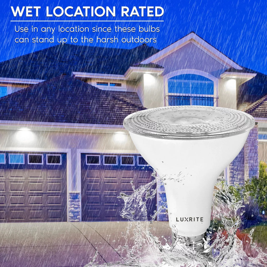 White Cool 6-Pack Rated UL Listed LED Dimmable PAR30 Wet 11W Lumens 4000K Light 850 Base E26 Flood Bulb Luxrite