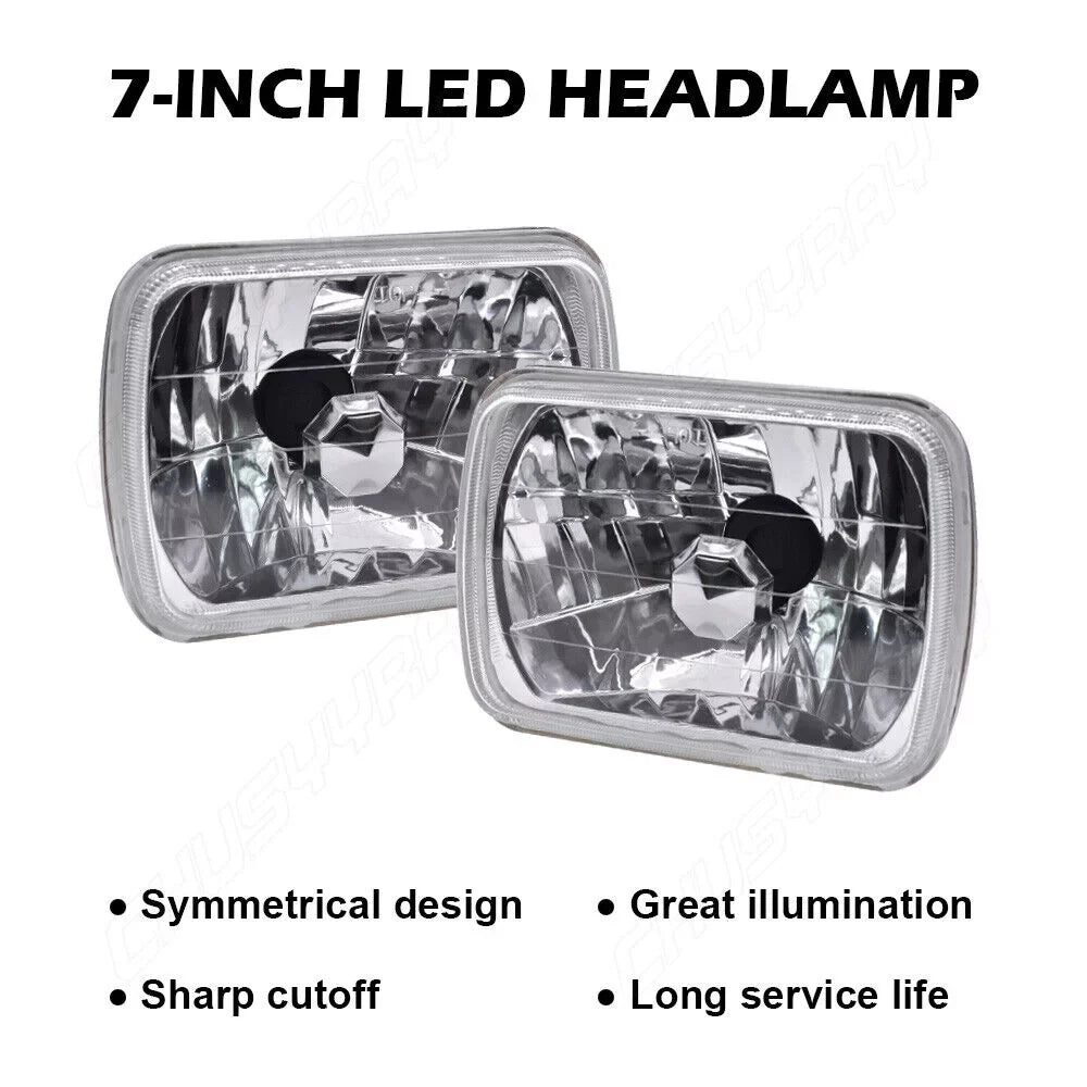 Cherokee 1986-1995 LED Jeep Wrangler Headlights 7x6" XJ 5X7" For 2x YJ 1984-2001