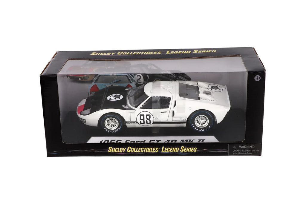 '- GT-40 Car Ford Toy Model SC415W Shelby White 1966 - II #98, scale 1/18 MK Collectibles Diecast Shelby