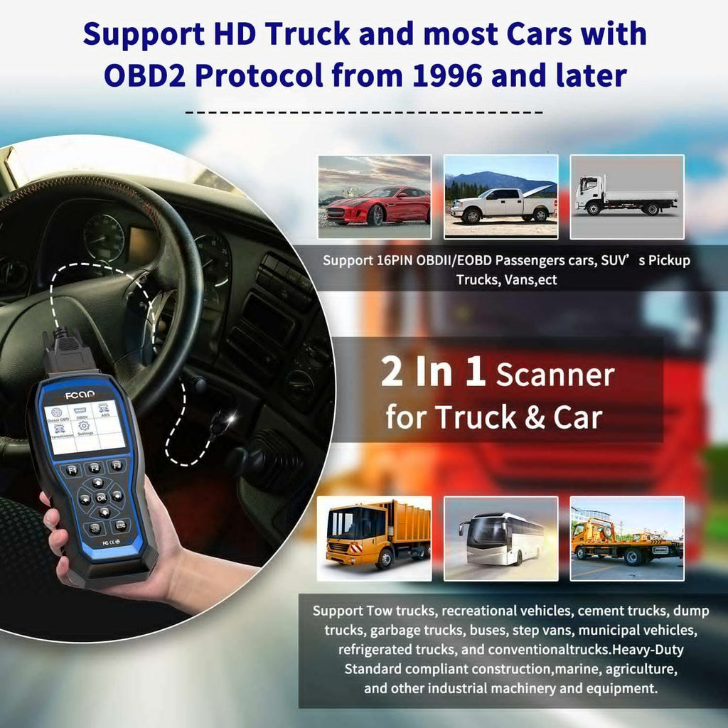 ABS Scanner Scanner Scan fit All OBD2 Tool Mack FCAR Transmission System Duty for Diesel Freightliner Heavy System All Reader Code F507 Volvo Heavy Truck