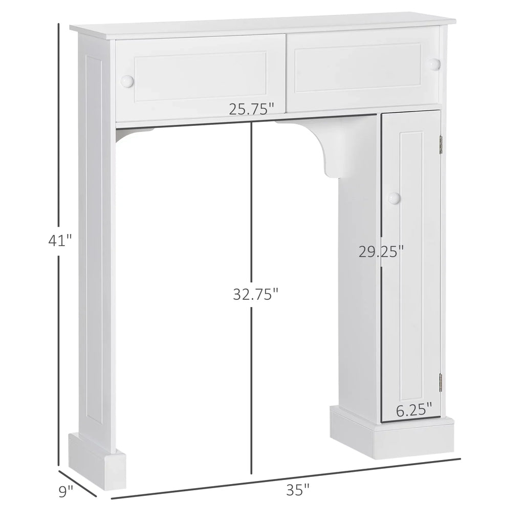Bathroom Rack, with Over the White Shelves, kleankin Freestanding Toilet Cabinet, Toilet Organizer Bathroom Adjustable Storage