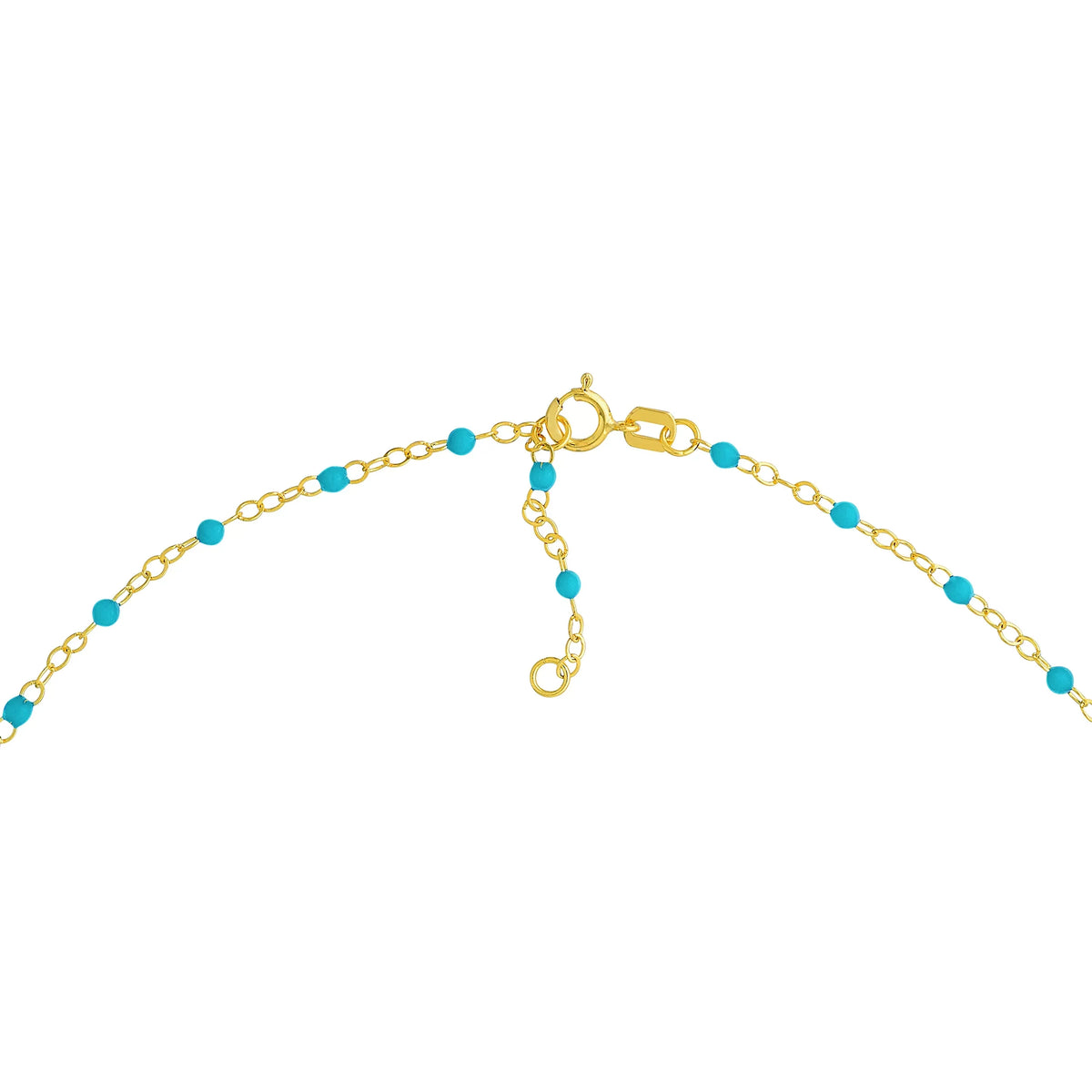 Gold 5.50"-7.50" Turquoise Enamel Bracelet Yellow Women's Piatto Bead Adjustable 14K Light