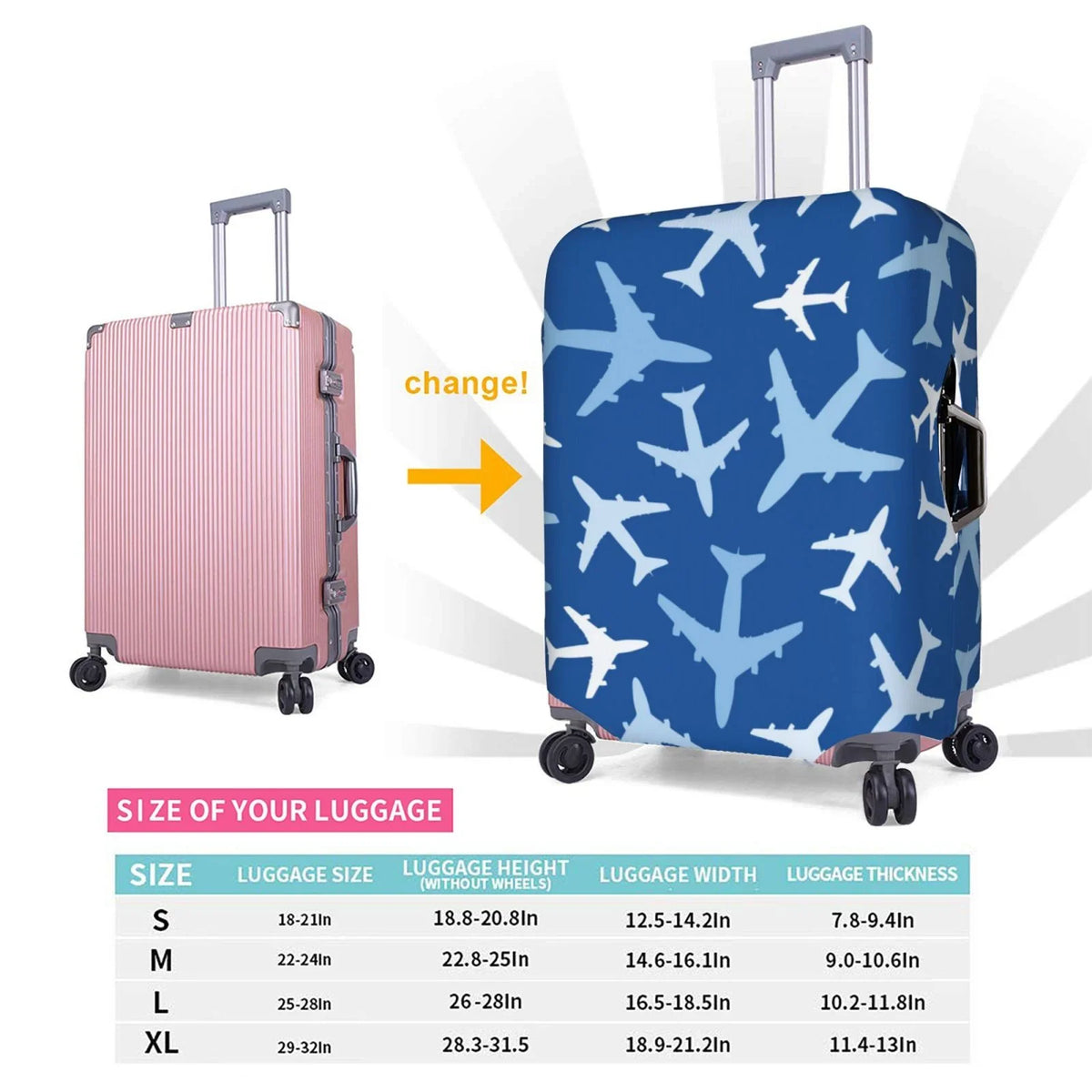 Cover Washable Travel 18-32 Bag,Anti-Scratch,Dust-Proof Lukts For Adult,S Suitcase Luggage The Kid Inch Sleeve Protector (For Airplanes Sky Luggage) In Suitcase Elastic