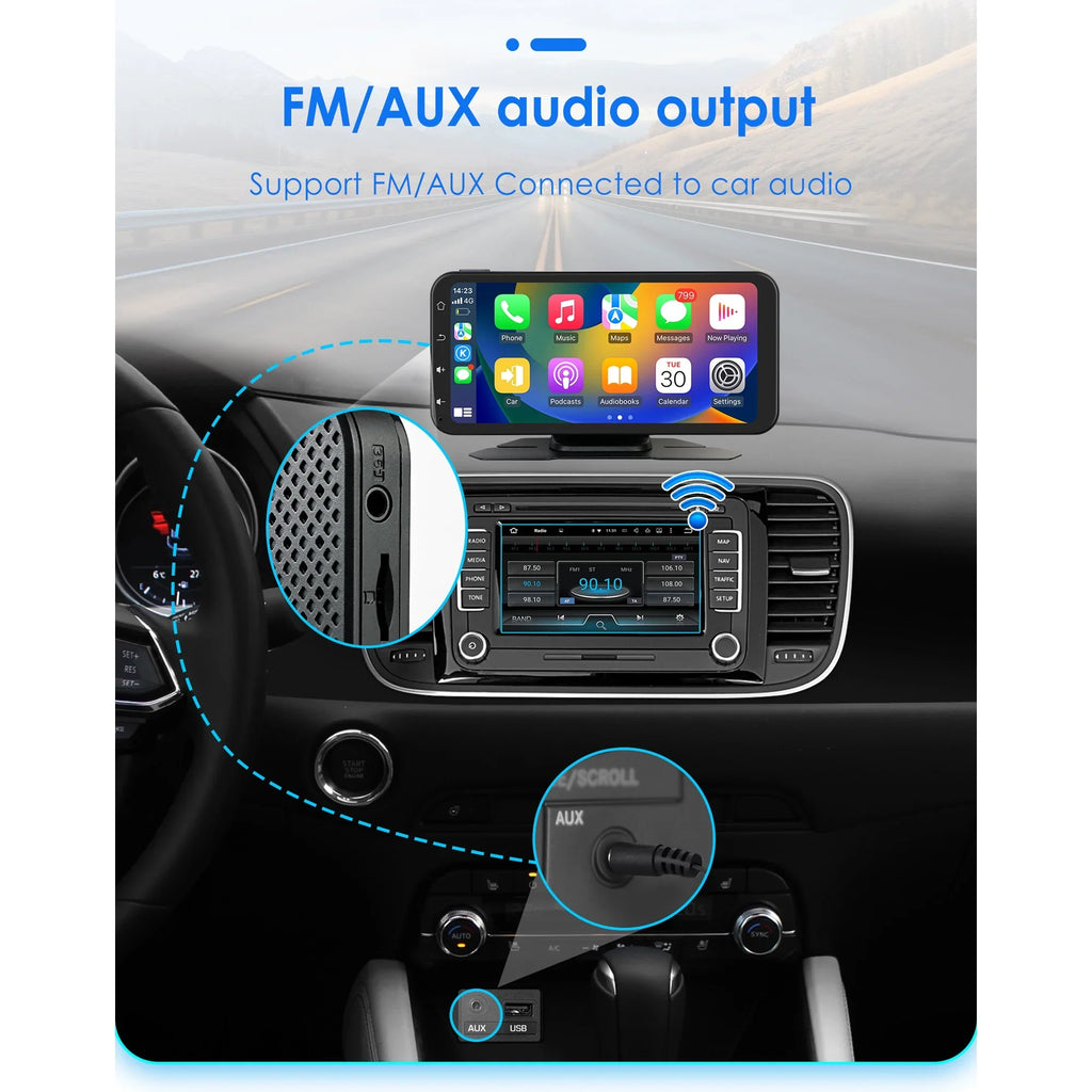 With Stereo 360° Backup 6.25" Adjustable Camera Navigation Audio Receiver Bluetooth Car Carplay Touchscreen Support Ossuret GPS Radio Apple Auto Wireless Android