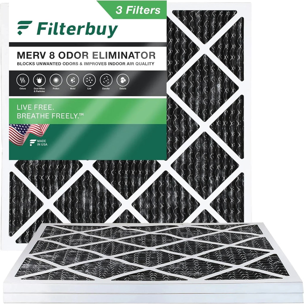 Filters Activated (3-Pack) Air Eliminator Odor HVAC with MERV AC 10x10x1 Pleated Furnace 8 Filterbuy Carbon