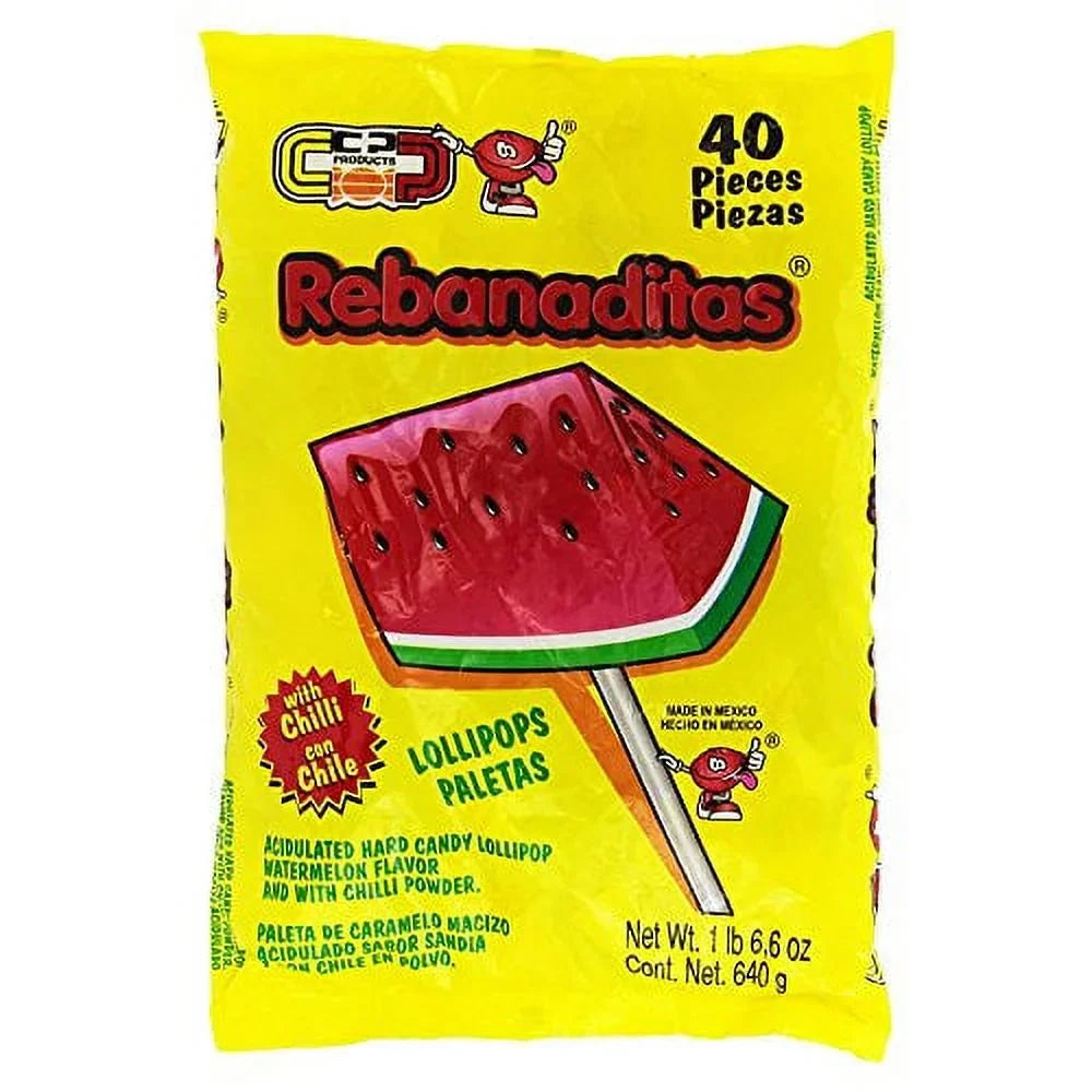 Rebanaditas Spicy pieces Lollipops, Vero Candy 120 Watermelon Mexican Including Kit