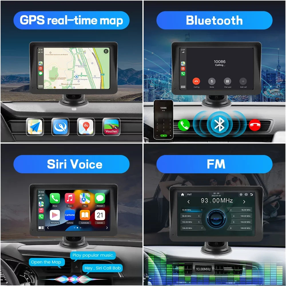 Touch Awesafe Screen , Car 7 Audio, Stereo Music, Support Wireless Apple Carplay Auto with inch Navigation,FM Video Bluetooth GPS Android