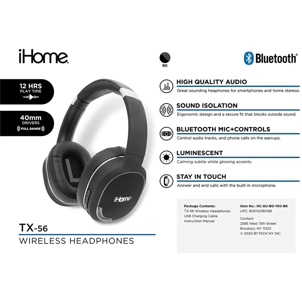 (BO-100) Wireless Matted Bluetooth with TX-56 Finish Premium True Earphones Over-Ear Headphones