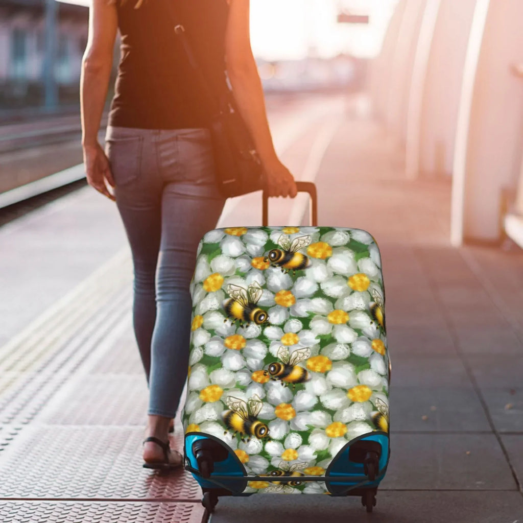 Suitcase Suitcase And Protector- Cover Luggage Kll Flower Bees Cover