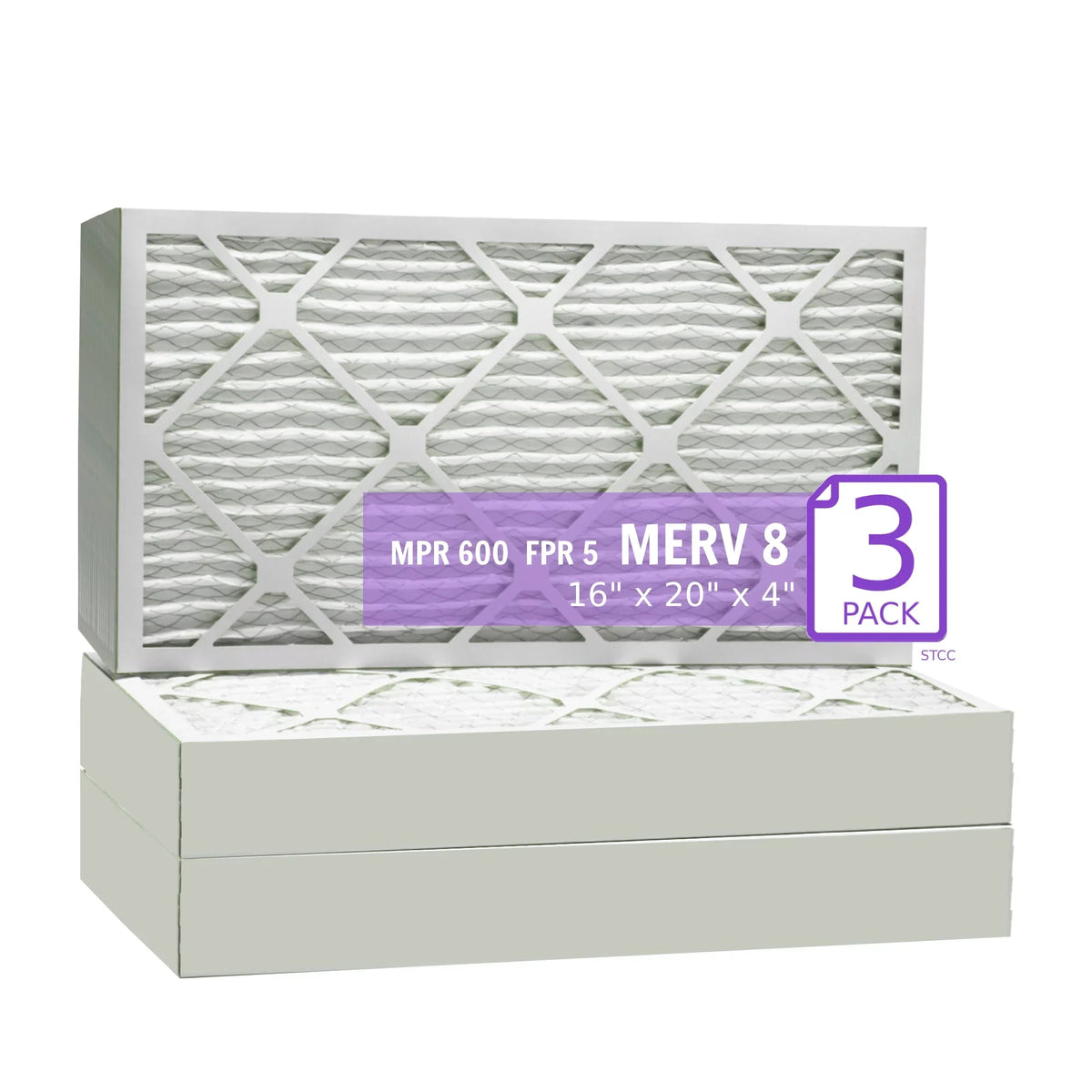 Pack) Pleated DMK80 Filter, 16x20x4, Mechanical Air (3 MERV Extended Purolator 8, Surface