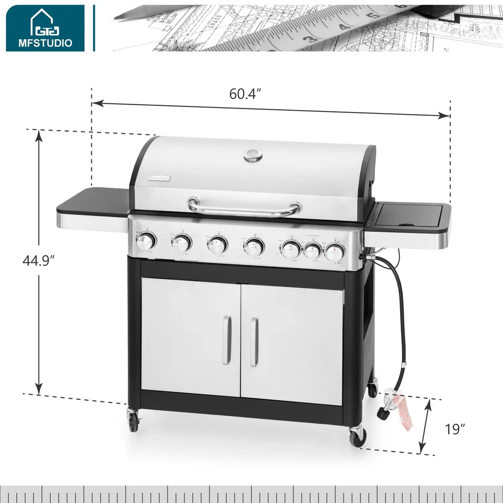 Burner with Burner Grill Side Summit Steel Gas 6 Grill Propane Living Stainless BBQ