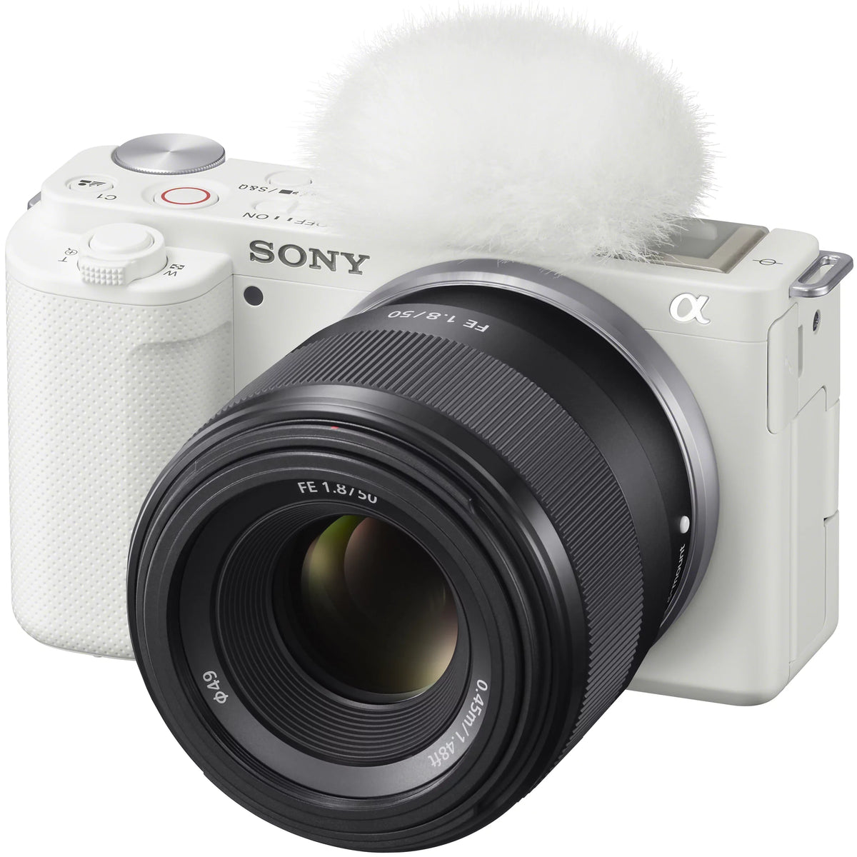 Case Body Video + Alpha Mirrorless ILCZV-E10/W Large Sony Deco Extra APS-C ZV-E10 Camera Lens Kit and Accessories Aperture SEL50F18F Photo F1.8 Vlog with + Bundle Battery FE Gear 50mm White