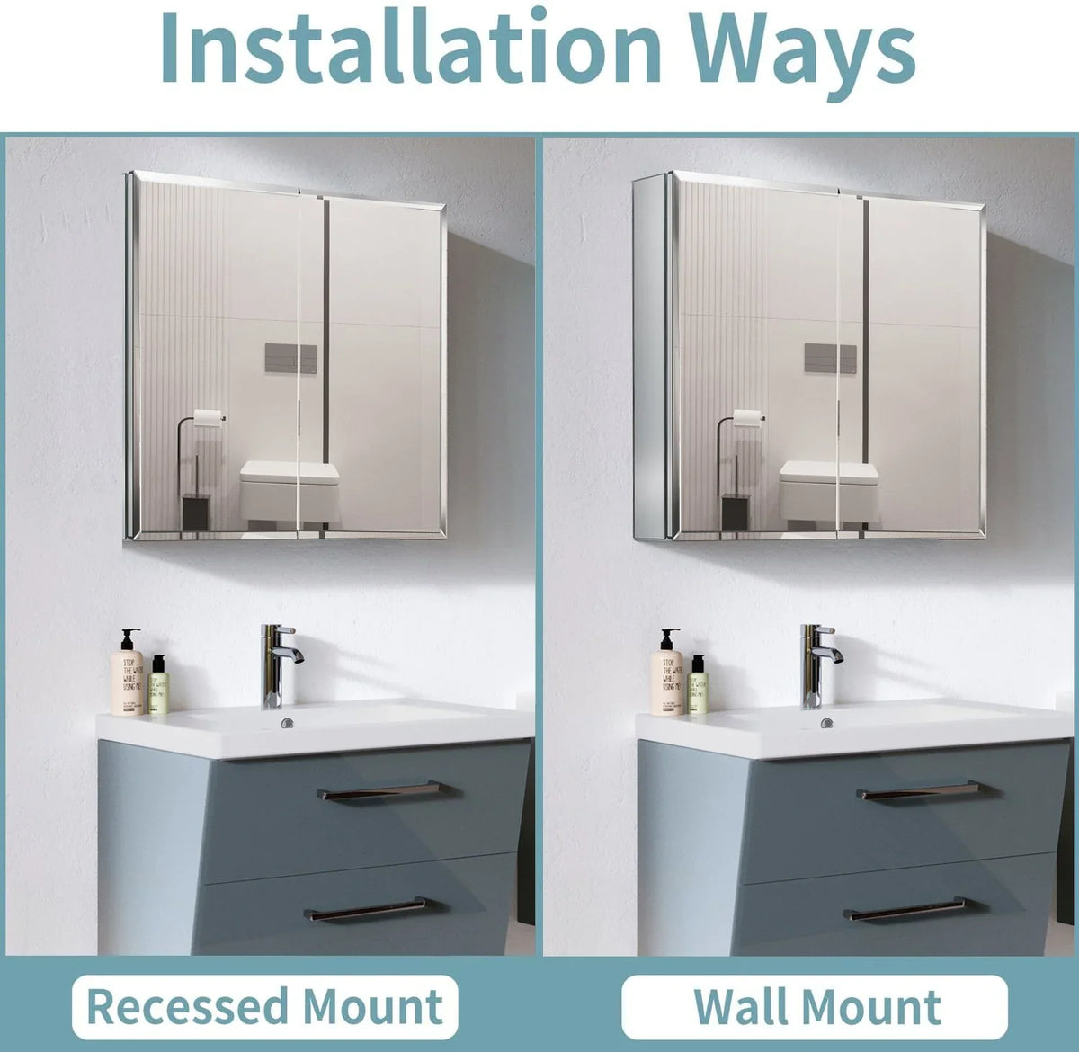 Reflections Elegant Double Cabinet Door Medicine Mirror