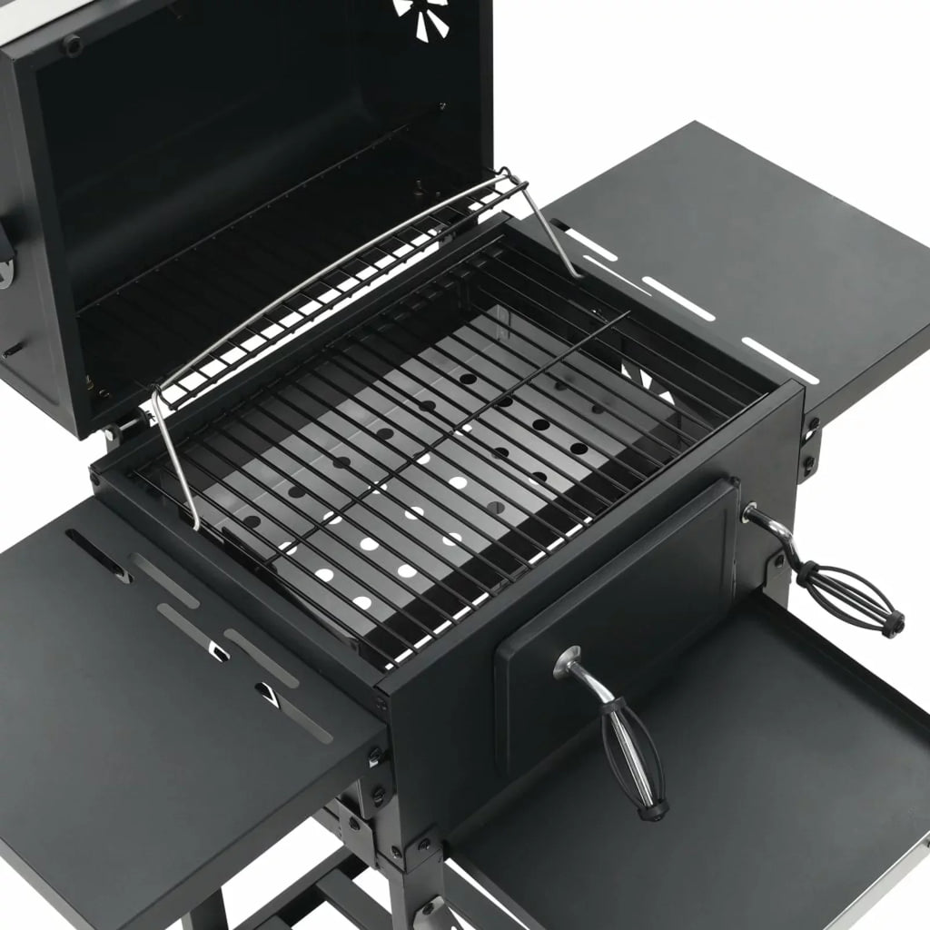 Charcoal-Fueled with Black Grill BBQ Bottom Shelf