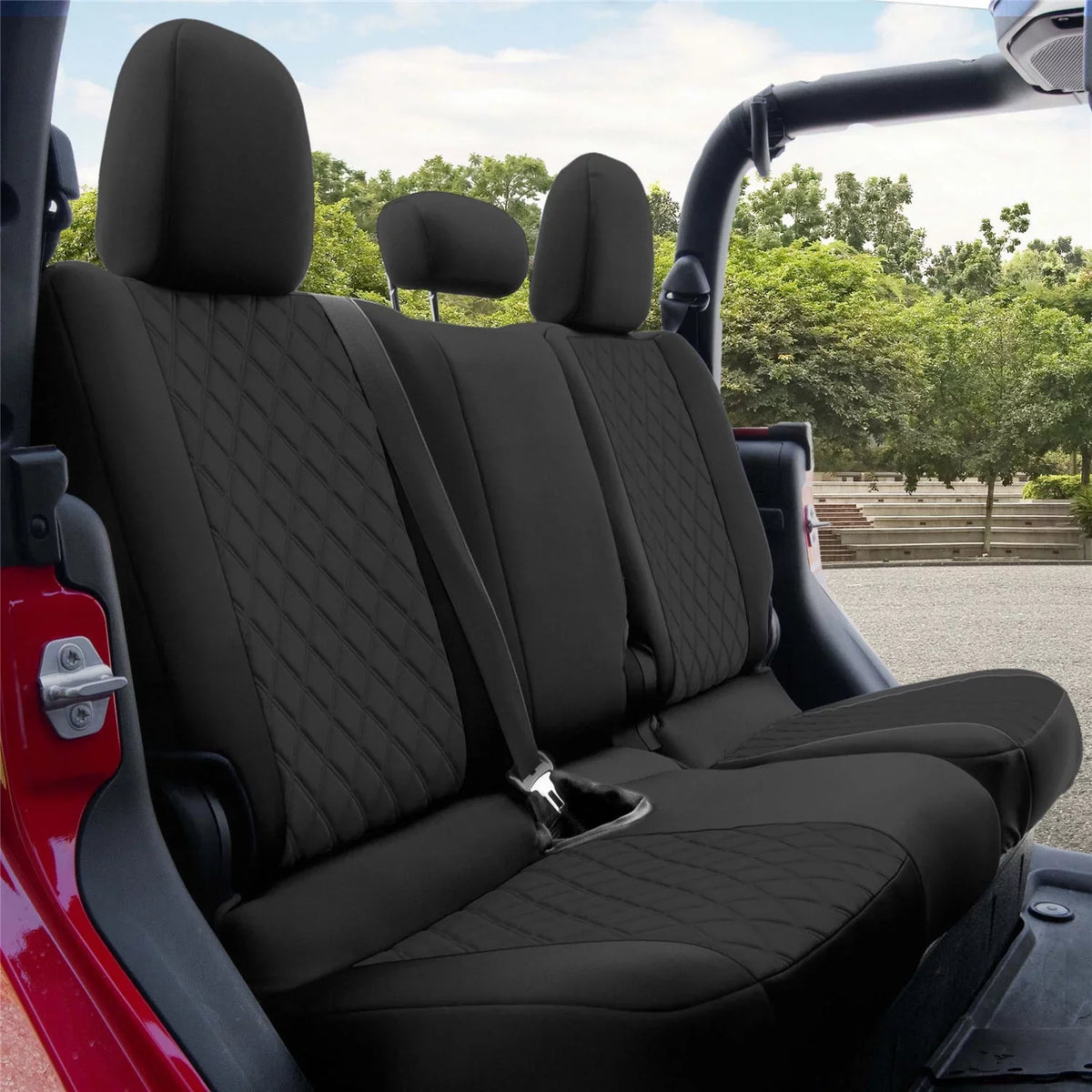 Rear Fit Jeep Gladiator, Seat for Set FH Custom with Car Group Black 2020-2024 Neoprene Air Freshener Covers