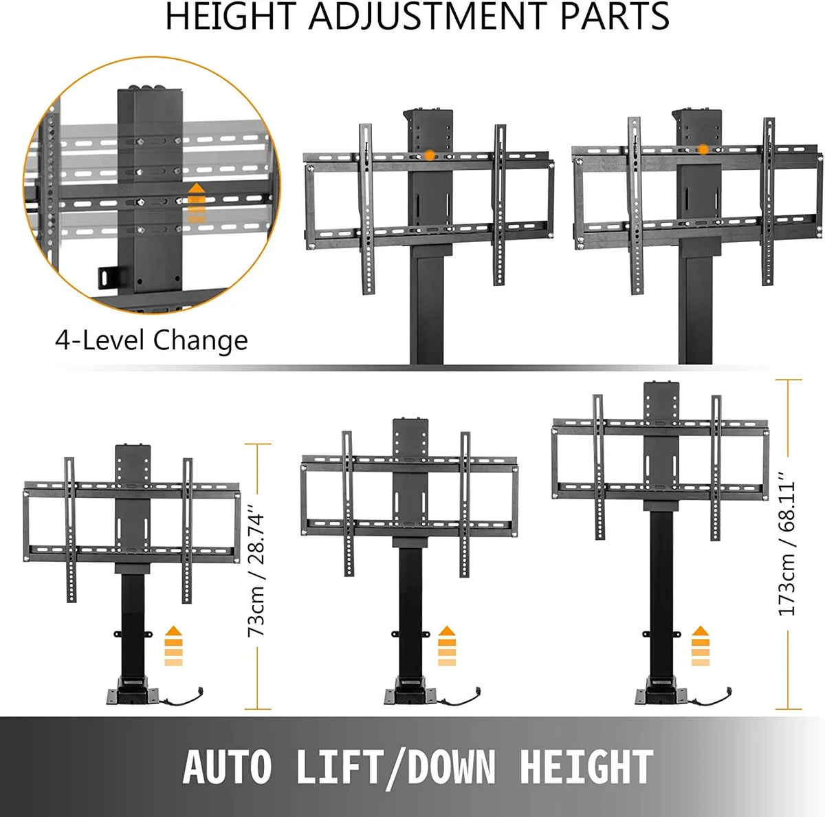 70” Adjustable New w/ TVs Lift Height for Motor TV Remote 32” Controller ~ BENTISM