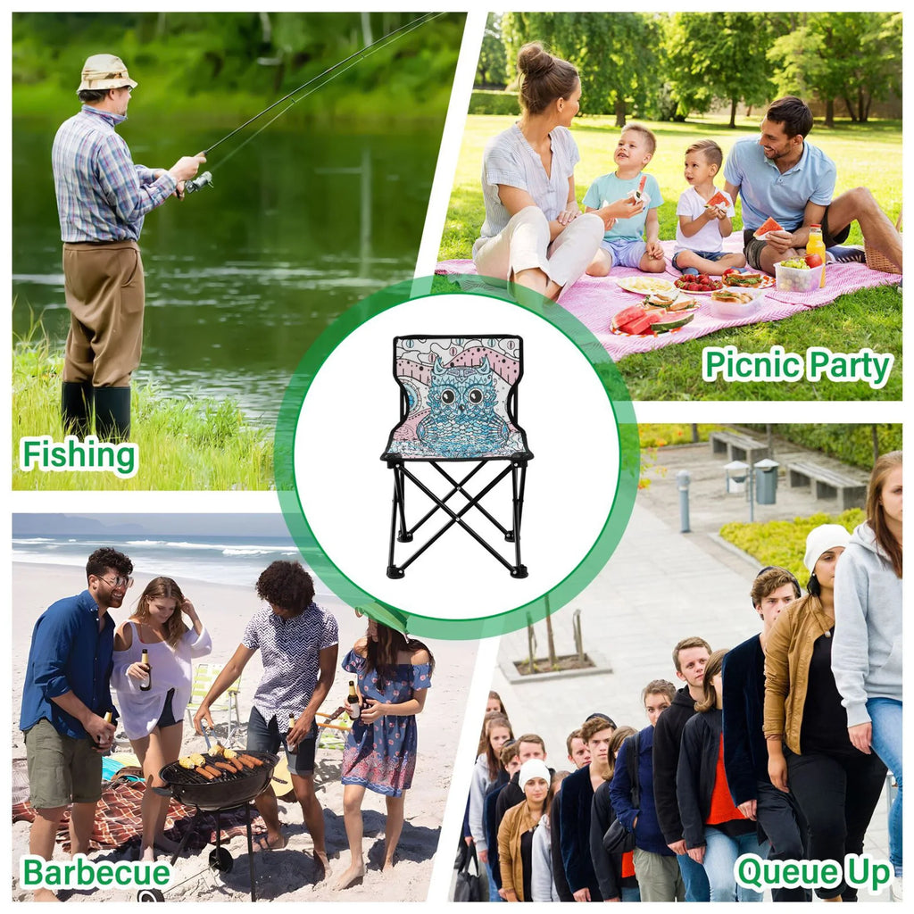Beach Chair Owl Chair Kids Abstract with Chair Chair Camping Lawn Carry Outdoor Portable Mandala Fishing Small Folding for Bag