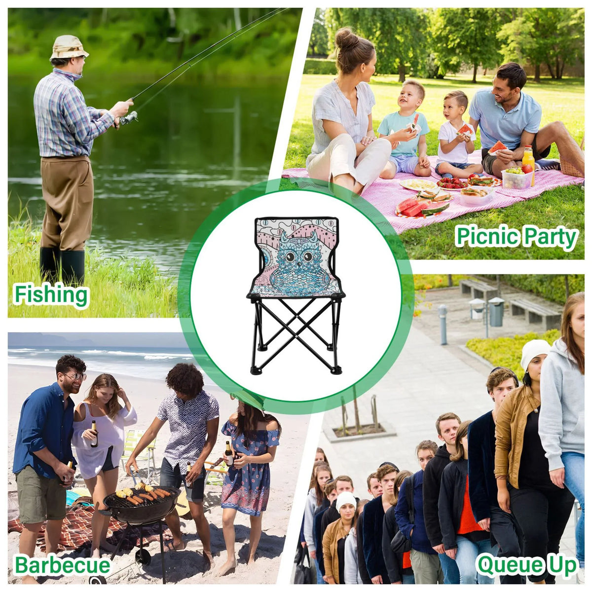 Beach Chair Owl Chair Kids Abstract with Chair Chair Camping Lawn Carry Outdoor Portable Mandala Fishing Small Folding for Bag