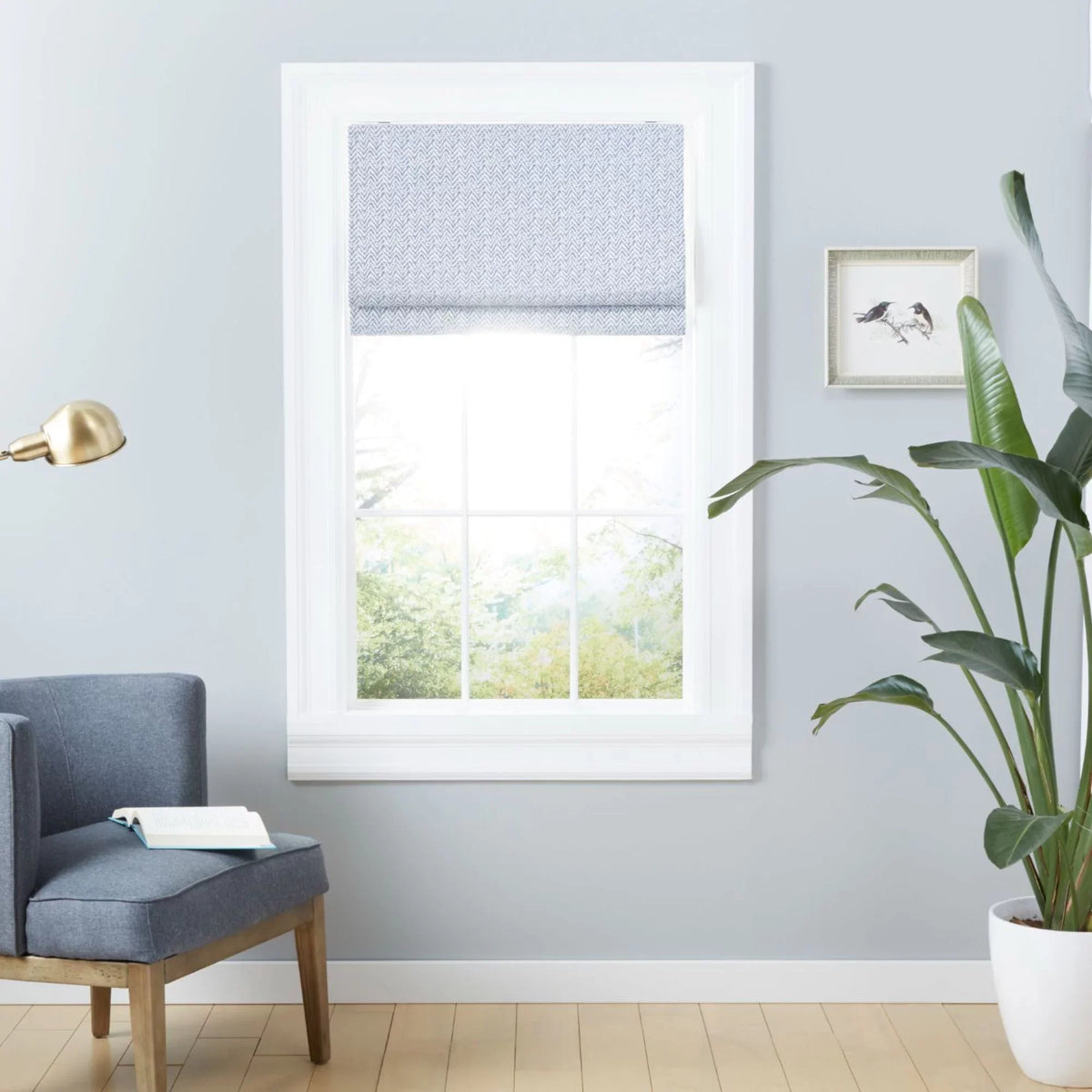 Blackout Roman Blue Esme Exclusive Slate Total Shade, Home 34"x64",