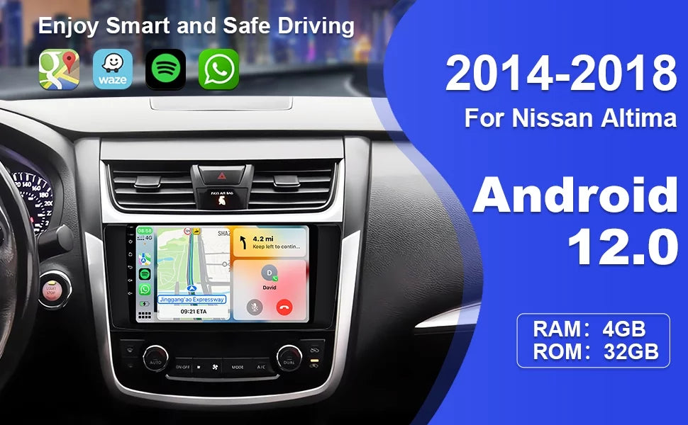 Altima Navi Support for 8 GPS inches 9 Double Car & Stereo 2014-2018 12 Android Camera Carplay Car Auto Screen FM with Nissan Backup IPS BT Touchscreen Radio Android Din core(4+32G)