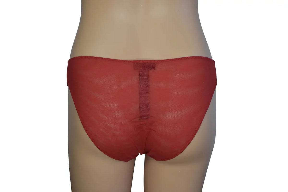 Mesh (XS) Silk La Brief Red Perla Women's