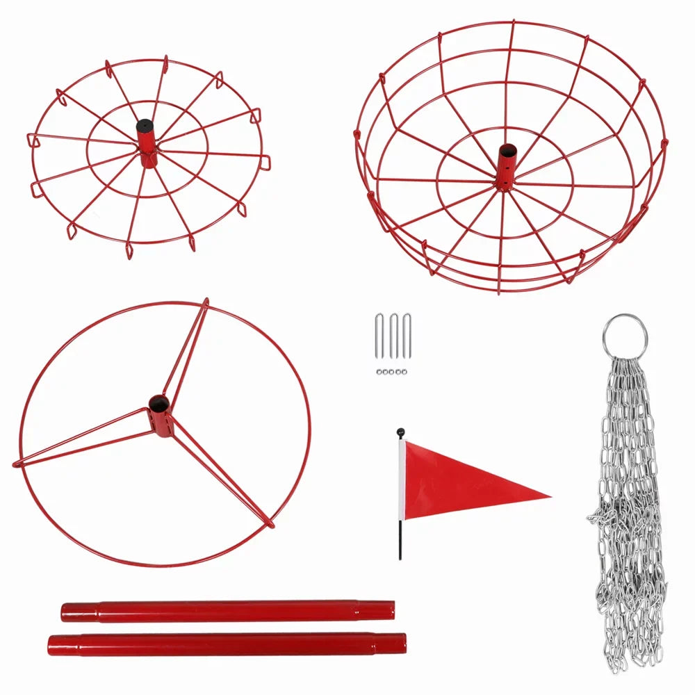 Metal Flying Disc Basket 12-Chain SmileMart Red Disc Portable Target, Golf Golf