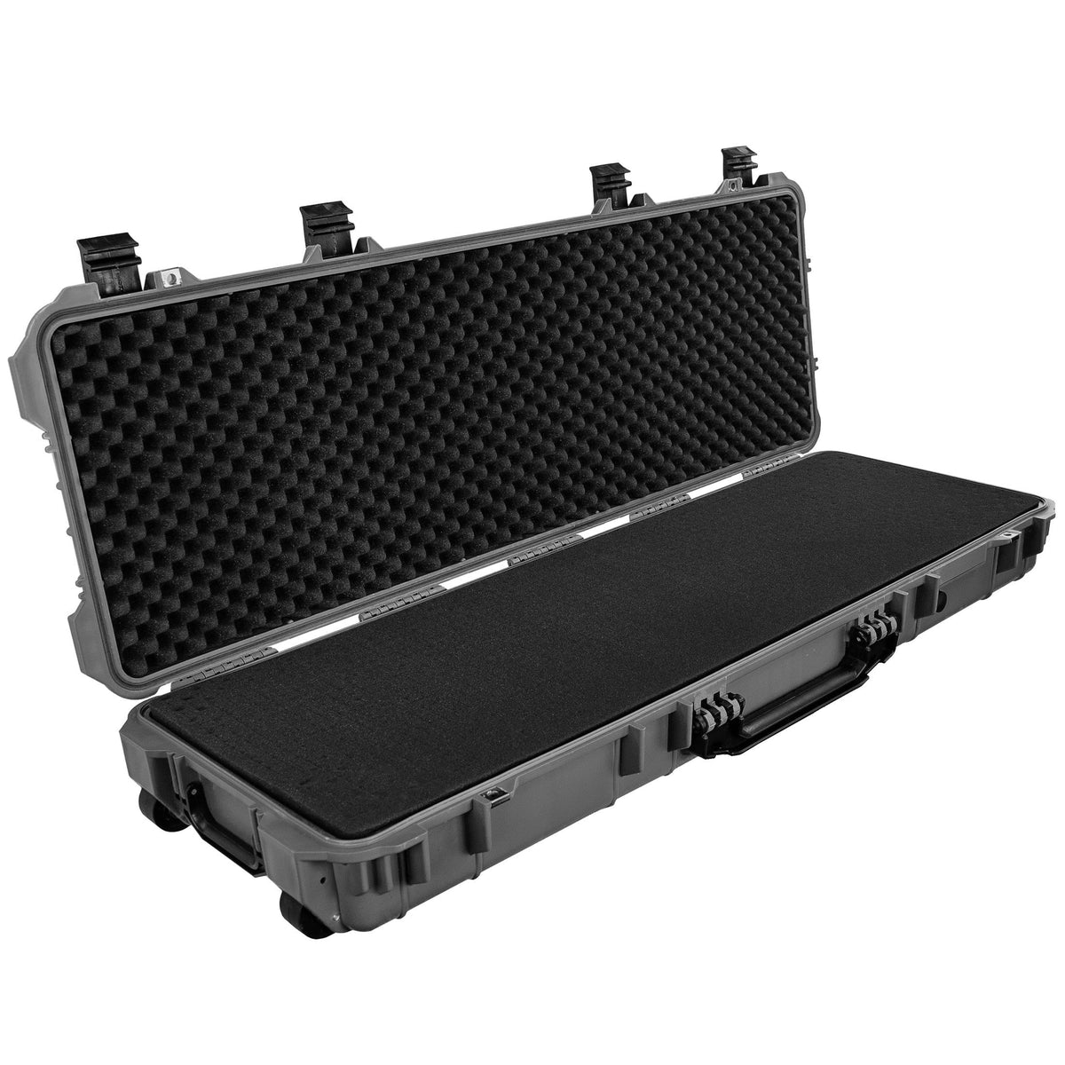 Case with Inch Eylar Crushproof, 38" Lockable Roller Valve Gray Mil-Spec Hard Pressure Fittings & Waterproof with Foam,